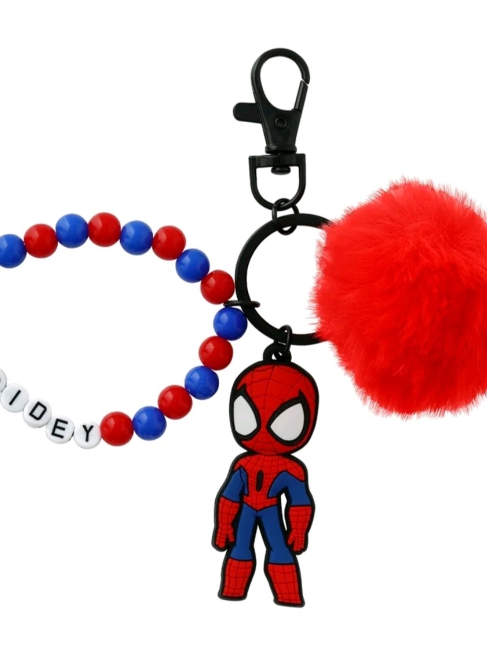 Marvel Unisex Spiderman Red Pom Pom Wrist Keychain Charm